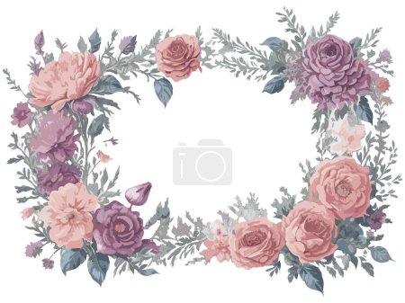 Illustration for Watercolor flower frame with text space, Png Clip art.ai generative - Royalty Free Image