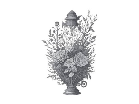Illustration for Lantern light decorated with flower - Royalty Free Image