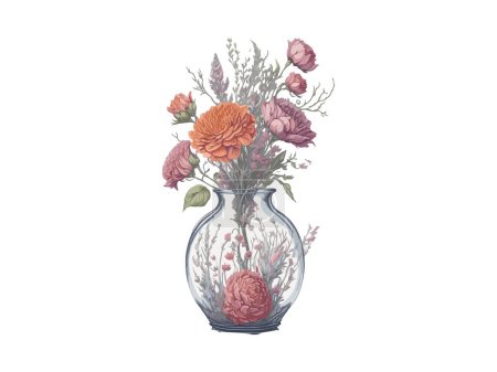 Ilustración de Flores y rosas en tarro - Imagen libre de derechos