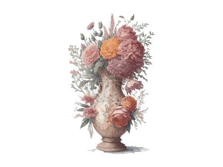 Téléchargez les illustrations : Fleurs et roses en pot - en licence libre de droit