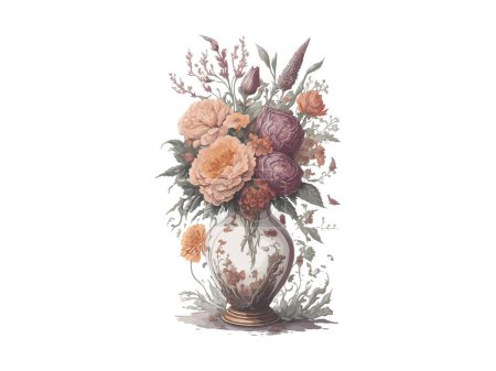 Illustration for Flowers and roses in jar - Royalty Free Image