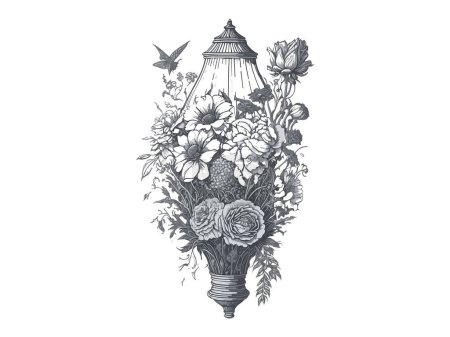 Illustration for Lantern light decorated with flower - Royalty Free Image