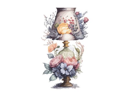 Téléchargez les illustrations : Lanterne lumière décorée de fleurs - en licence libre de droit