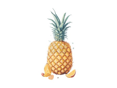 Illustration for Pineapple juice, Cup of pineapple juice and Fruit, Clipart Png Illustration. - Royalty Free Image