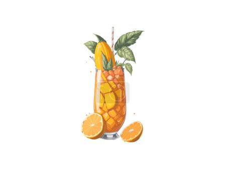 Ilustración de Zumo de piña, taza de zumo de piña y fruta, Clipart Png Illustration. - Imagen libre de derechos