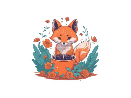 Illustration for Cute little fox. Vector illustration of a cartoon. - Royalty Free Image