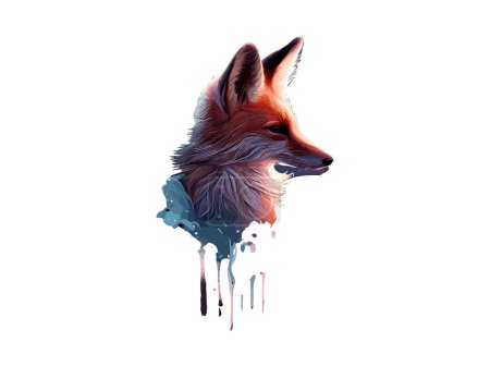 Illustration for Watercolor Fox Head, Painting Draw, Illustration - Royalty Free Image