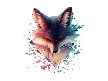 Illustration for Watercolor Fox Head, Painting Draw, Illustration - Royalty Free Image