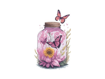 Ilustración de Cuento de hadas con flores y animales - Imagen libre de derechos