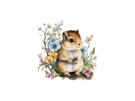 Téléchargez les illustrations : Joyeux hamster mignon aquarelle illustrations pour l'impression - en licence libre de droit