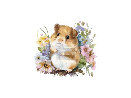Téléchargez les illustrations : Joyeux hamster mignon aquarelle illustrations pour l'impression - en licence libre de droit