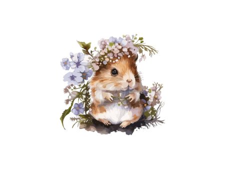 Illustration for Happy cute hamster watercolor illustrations for printing - Royalty Free Image