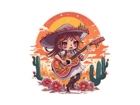 Ilustración de Mexicana cinco mayonesa, festival, guitarra, mujer. ilustración png clip art. - Imagen libre de derechos