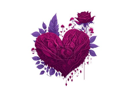 Illustration for Heart made of roses and flowers, valentines women mother's day vector illustration frame clipart - Royalty Free Image