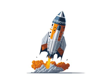 Téléchargez les illustrations : Lancement de fusée vectorielle image vaisseau spatial - en licence libre de droit