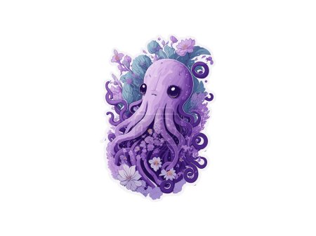 Ilustración de Acuarela Octopus Clip Art, Ilustración floral, Obra de Arte Digital - Imagen libre de derechos