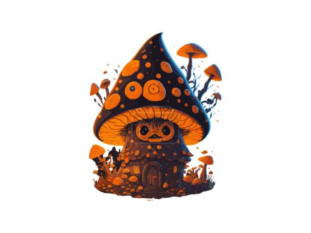 Téléchargez les illustrations : Fairy Mushroom House Aquarelle Illustration vectorielle Clipart - en licence libre de droit