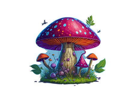 Fairy Mushroom House Watercolor Vector illustration Clipart