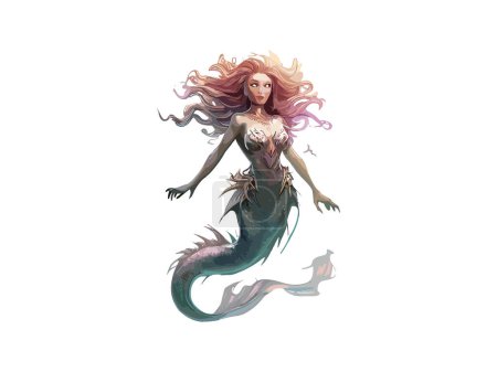Watercolor Mermaid Vector illustration Stickers 679444914