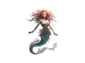 Watercolor Mermaid Vector illustration Stickers #679444914