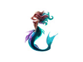 Watercolor Mermaid Vector illustration puzzle #679445032