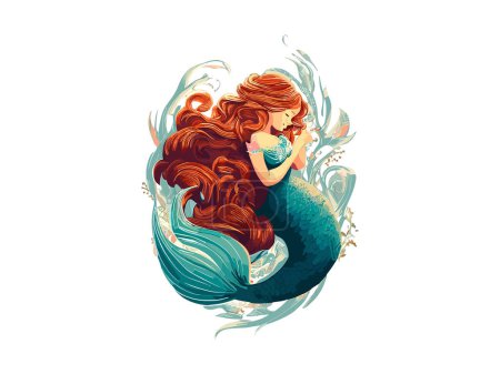 Illustration for Watercolor Mermaid Vector illustration - Royalty Free Image