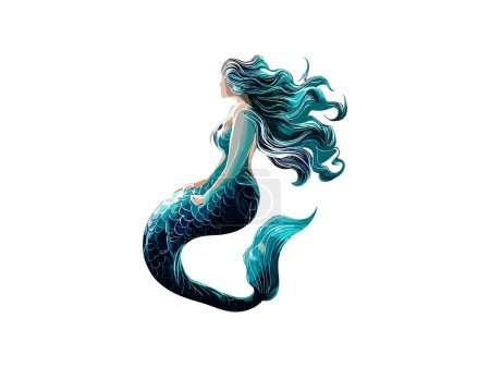 Watercolor Mermaid Vector illustration Stickers 679445258