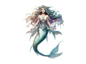Watercolor Mermaid Vector illustration puzzle #679445312