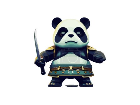 Téléchargez les illustrations : Mignon japonais samouraï panda vecteur illustration - en licence libre de droit