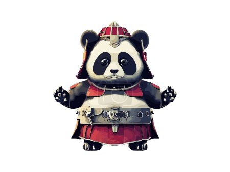 Téléchargez les illustrations : Mignon japonais samouraï panda vecteur illustration - en licence libre de droit