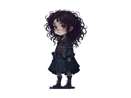 Illustration for Cute Little Girl Curly Brown Hair illustration - Royalty Free Image