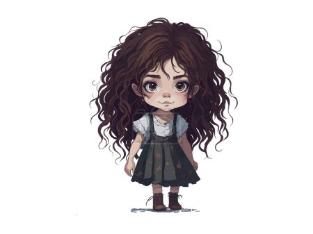 Illustration for Cute Little Girl Curly Brown Hair illustration - Royalty Free Image