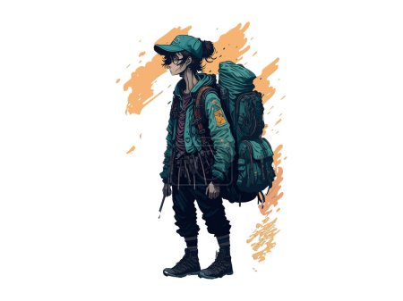 Illustration for Hiker person with backpack, Vector illustration. - Royalty Free Image