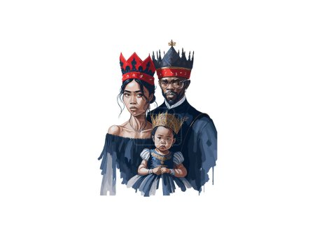 Ilustración de Acuarela Familia Real Juntos Clipart - Imagen libre de derechos