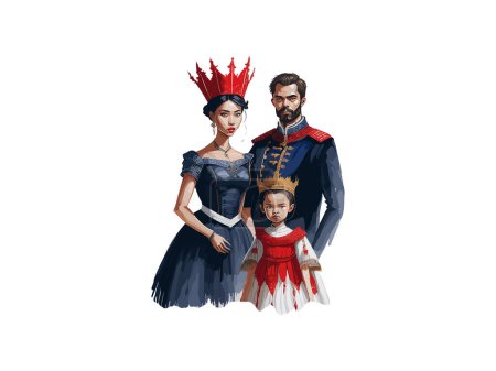 Watercolor Royal Family Together Clipart