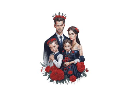 Illustration for Watercolor Royal Family Together Clipart - Royalty Free Image