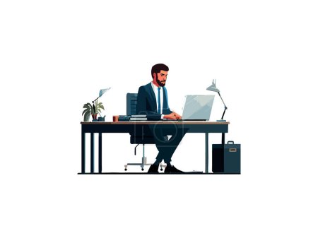 Illustration for A man working on laptop, finance and business concept - Royalty Free Image