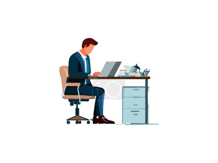 Illustration for A man working on laptop, finance and business concept - Royalty Free Image