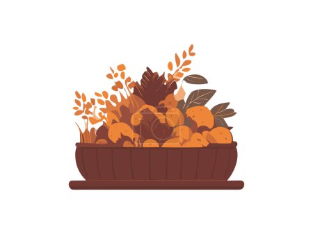 Illustration for Turkey with fall pumpkin and sun flowers illustration , Png Clipart. - Royalty Free Image