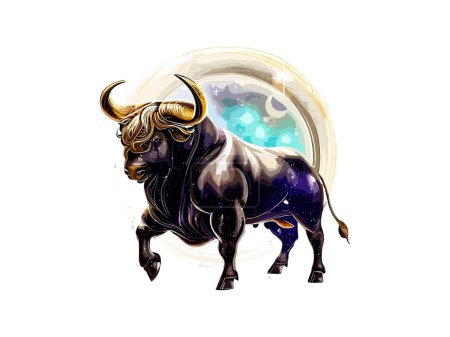 Illustration for Taurus Zodiac signs astrology horoscope esoteric, Taurus constellations Luxary Golden PNG Clipart. - Royalty Free Image