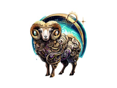 Illustration for Aries Zodiac signs astrology horoscope esoteric, Aries constellations Luxary Golden PNG Clipart - Royalty Free Image