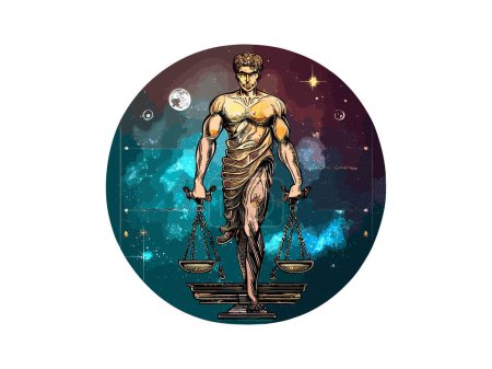 Illustration for Libra Zodiac signs astrology horoscope esoteric, Libra constellations Luxary Golden PNG Clipart - Royalty Free Image