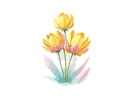 Illustration for Beautiful Tulips bouquet, Vector illustration colorful watercolor Tulips bouquet in a glass vase. - Royalty Free Image