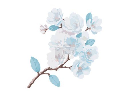 Ilustración de Rama vectorial con flores de primavera. rama de árbol de acuarela. Elemento de clip art dibujado a mano detallado. - Imagen libre de derechos
