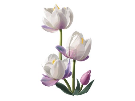 Illustration for Beautiful Tulips bouquet, Vector illustration colorful watercolor Tulips bouquet in a glass vase. - Royalty Free Image