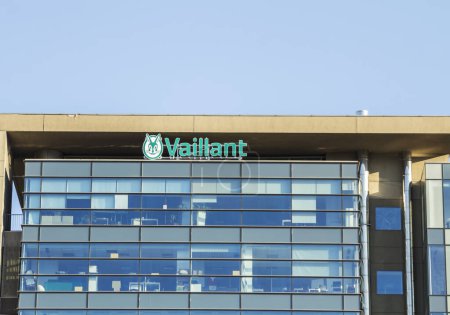 Photo for Bucharest, Romania : Main facade of the multinational boiler company Vaillant. - Royalty Free Image