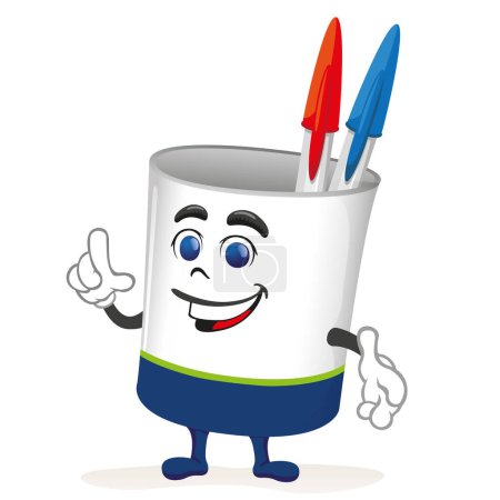 Illustration for Illustration of a mascot character cup, pencil holder, organizer. ideal for training and indoor subjects - Royalty Free Image