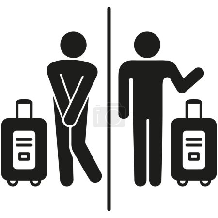 Illustration for Pictogram icon traveler's diarrhea, tummy ache, bathroom. Ideal for catalogues, newsletters and institutional material - Royalty Free Image