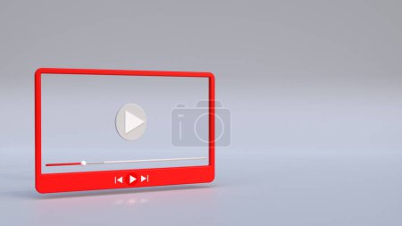 3d render video player, concept for entertainment service advertising, isolated video player concept design in 3d illustration