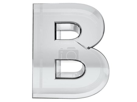 Letter B transparent glass 3d rendering. Background easy cut. Saved selection